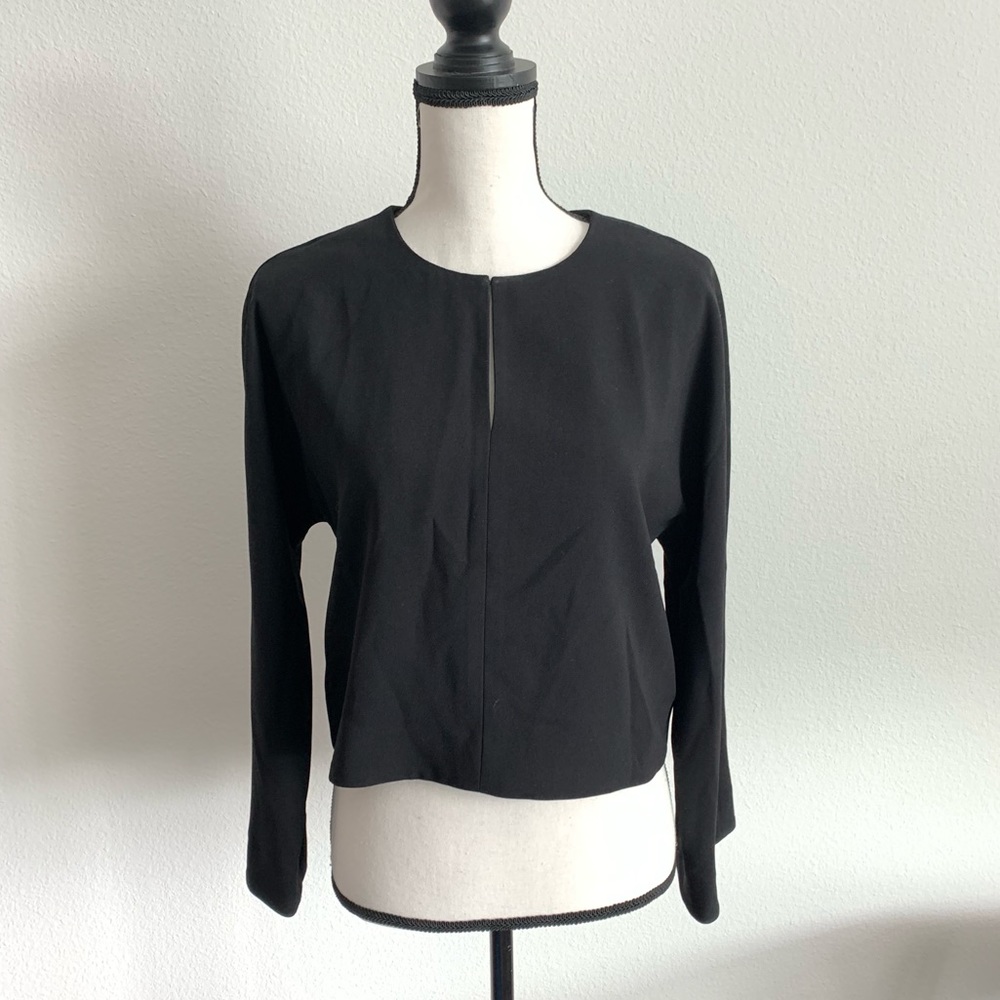 Cropped long-sleeve top in 365 crepe